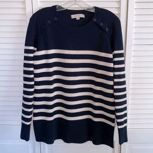 Beautiful Loft navy and cream striped wool blend sweater size medium. Like new!